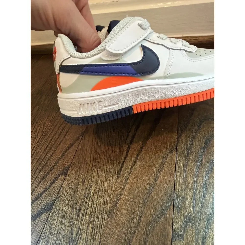 Nike Force 1 Low Easyon LV8 2 PS Light Silver Navy Kids Preschool Sz 8c NEW